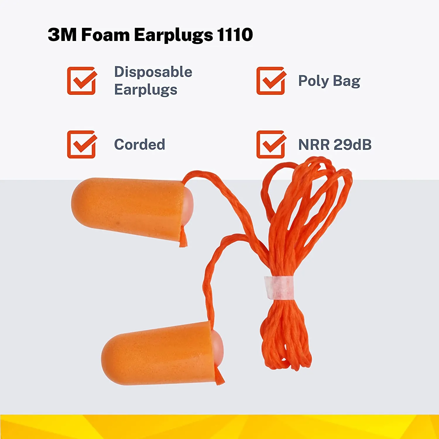 3M 1110 Ear Plugs Corded, Extra Soft, Reusable Earbuds Noise Cancellation, Soundproof Earplug Use For Underwater, Meditation, Study, Flight Travel,Sleeping  Sound Block Up To 29 Decibel