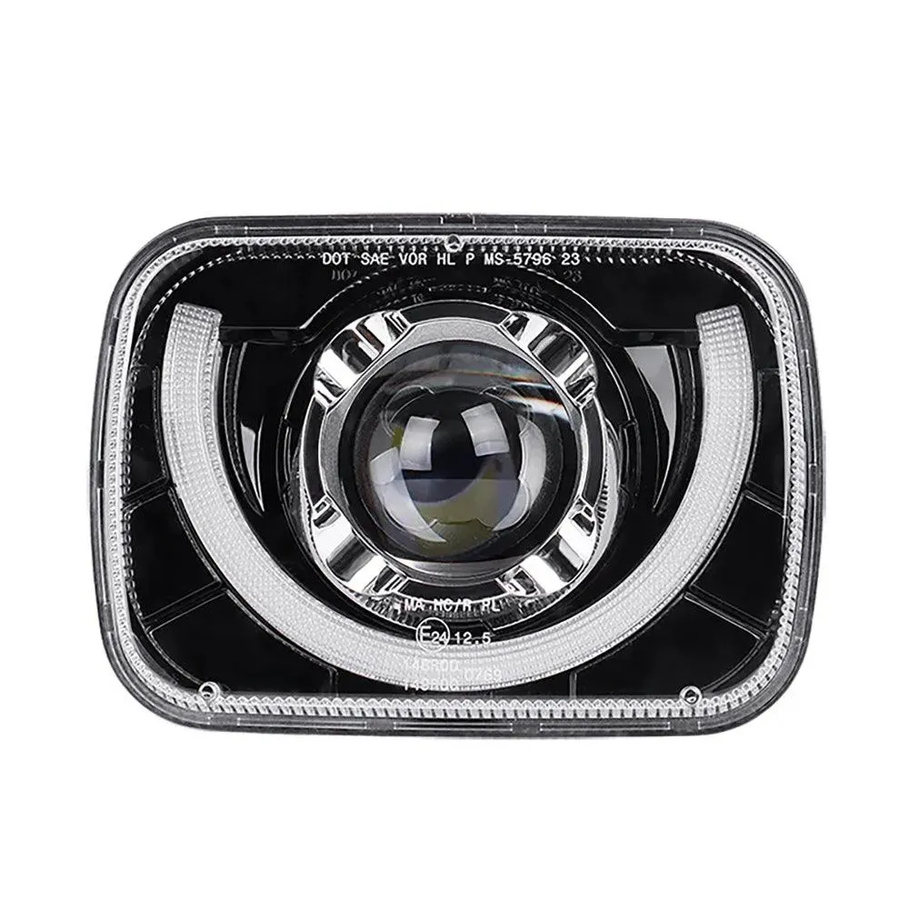 7x6 Inch Sealed Beam LED Headlights with Hi-Lo Beam & Amber Turn Signal White DRL for  Jeep Wrangler YJ 1987-1995