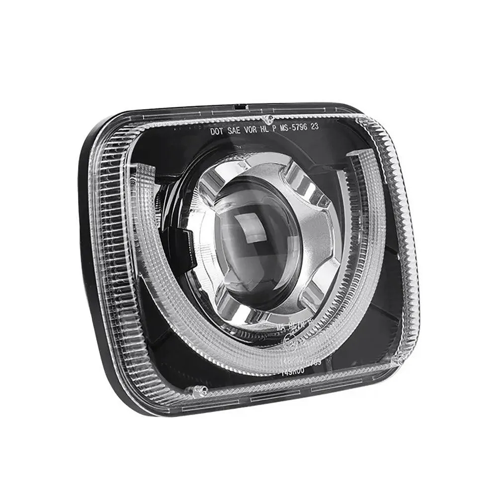 7x6 Inch Sealed Beam LED Headlights with Hi-Lo Beam & Amber Turn Signal White DRL for  Jeep Wrangler YJ 1987-1995