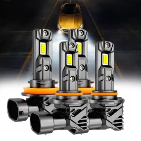 🆕9005 H11 LED Headlight Bulbs/Fog Lights Q15 Series Fanless&Wireless 60W 18000LM 6500K Cool White | 4 Bulbs