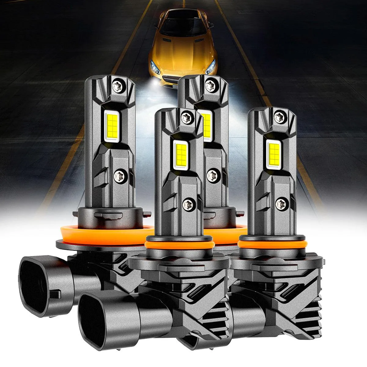 🆕9005 H11 LED Headlight Bulbs/Fog Lights Q15 Series Fanless&Wireless 60W 18000LM 6500K Cool White | 4 Bulbs