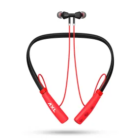 AXL ABN07 Wireless Neckband with Up to 22 Hour Playtime, Adjustable Clip, Passive Noise Cancellation, Magnetic Earbuds, Bluetooth V5.0 and Built-in Mic Flexible Neckband Black/Red