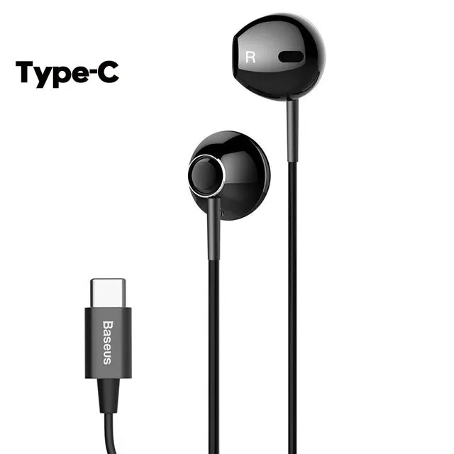 Baseus 6D Stereo In-ear Earphone Headphones Wired Control Bass Sound Earbuds for iPhone Xiaomi Huawei 3.5mm Type c Earphones