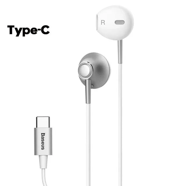 Baseus 6D Stereo In-ear Earphone Headphones Wired Control Bass Sound Earbuds for iPhone Xiaomi Huawei 3.5mm Type c Earphones