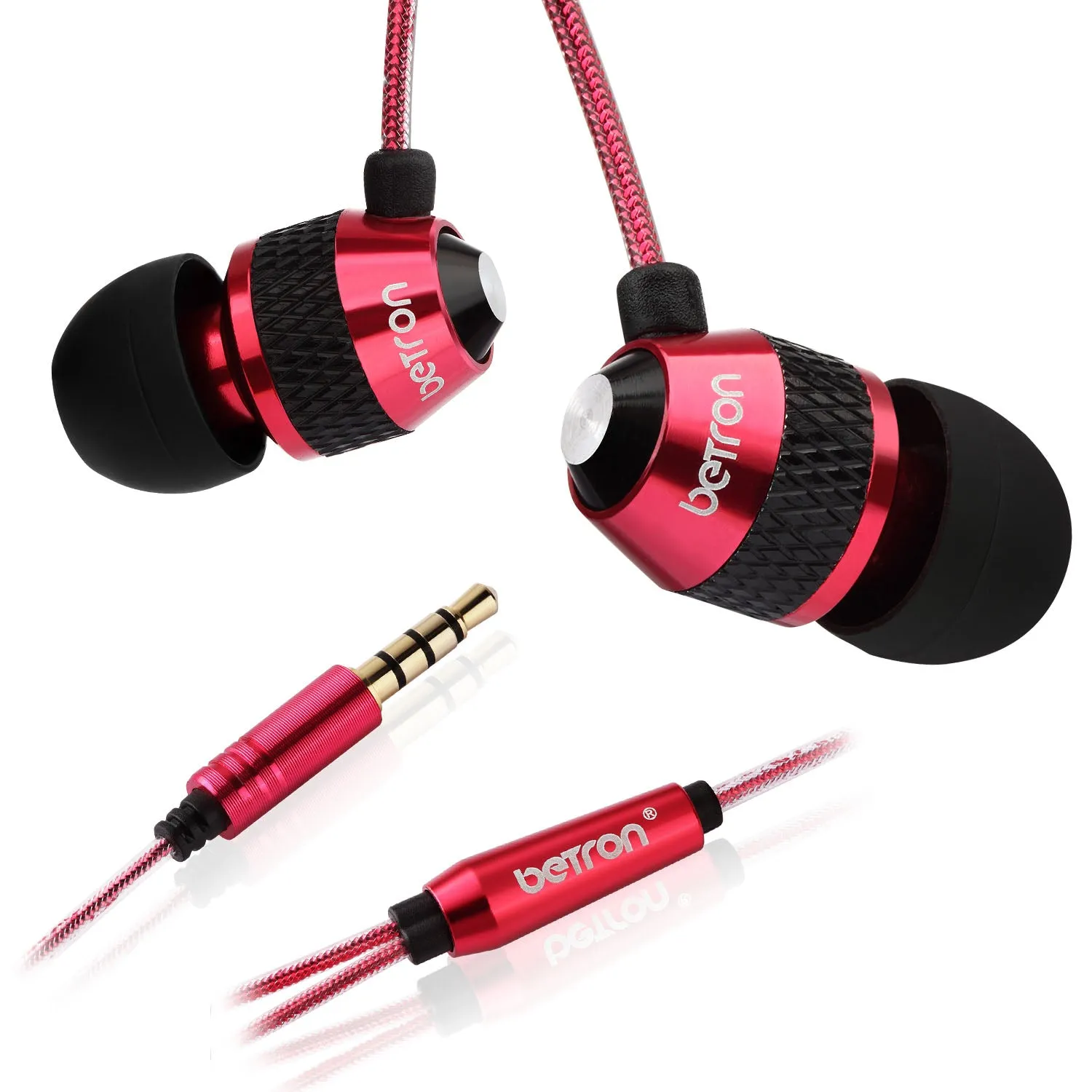 Betron B25 Noise Isolating Earphones with Volume Control Microphone Powerful Bass iPhone Samsung