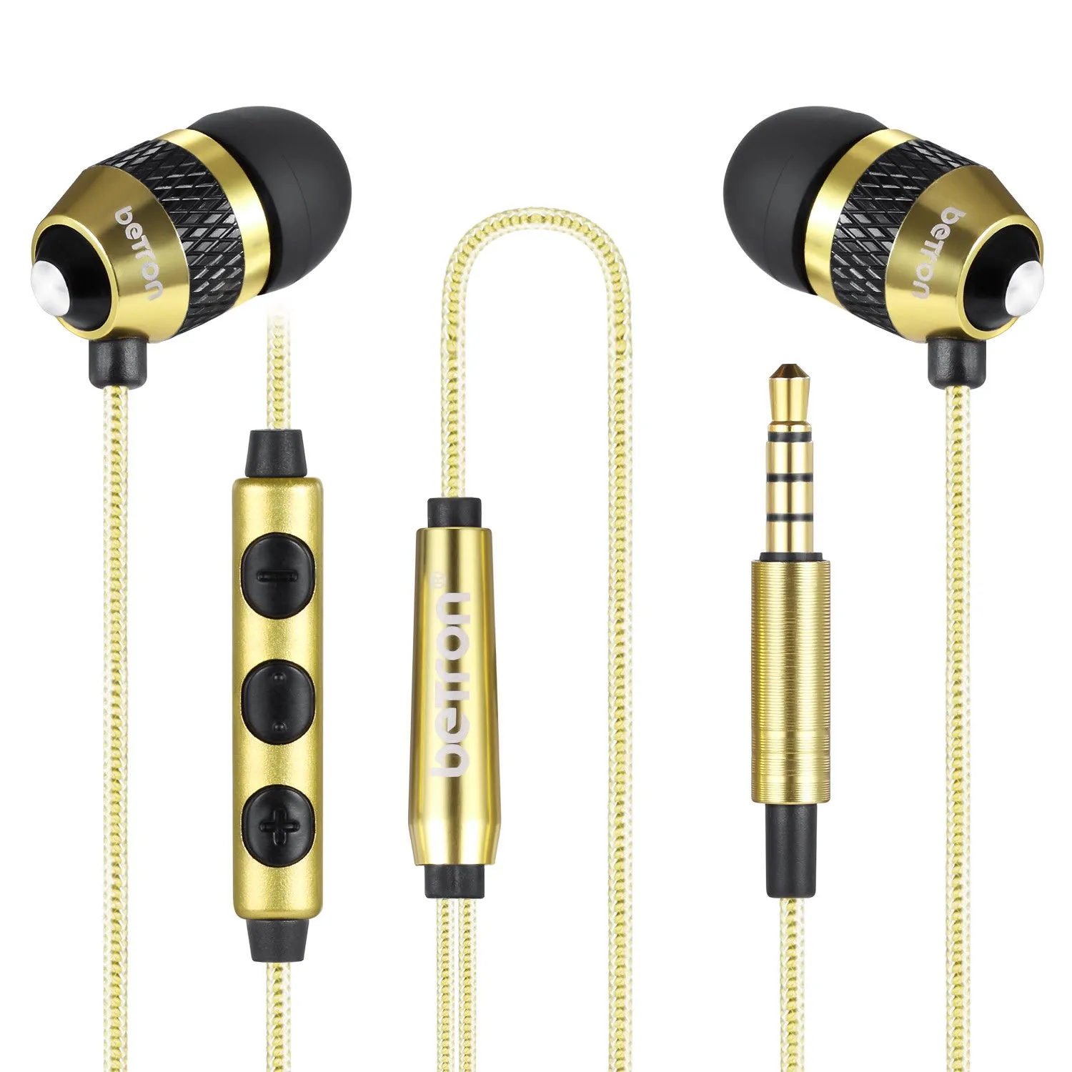 Betron B25 Noise Isolating Earphones with Volume Control Microphone Powerful Bass iPhone Samsung