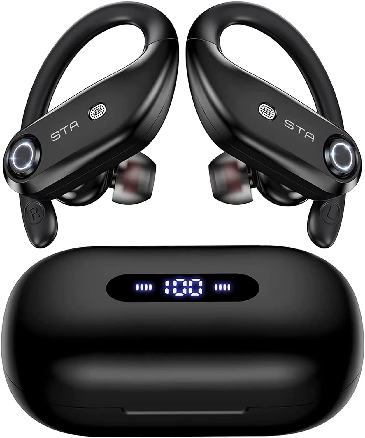 Bluetooth Headphones with 2200mAh Wireless Charging Case