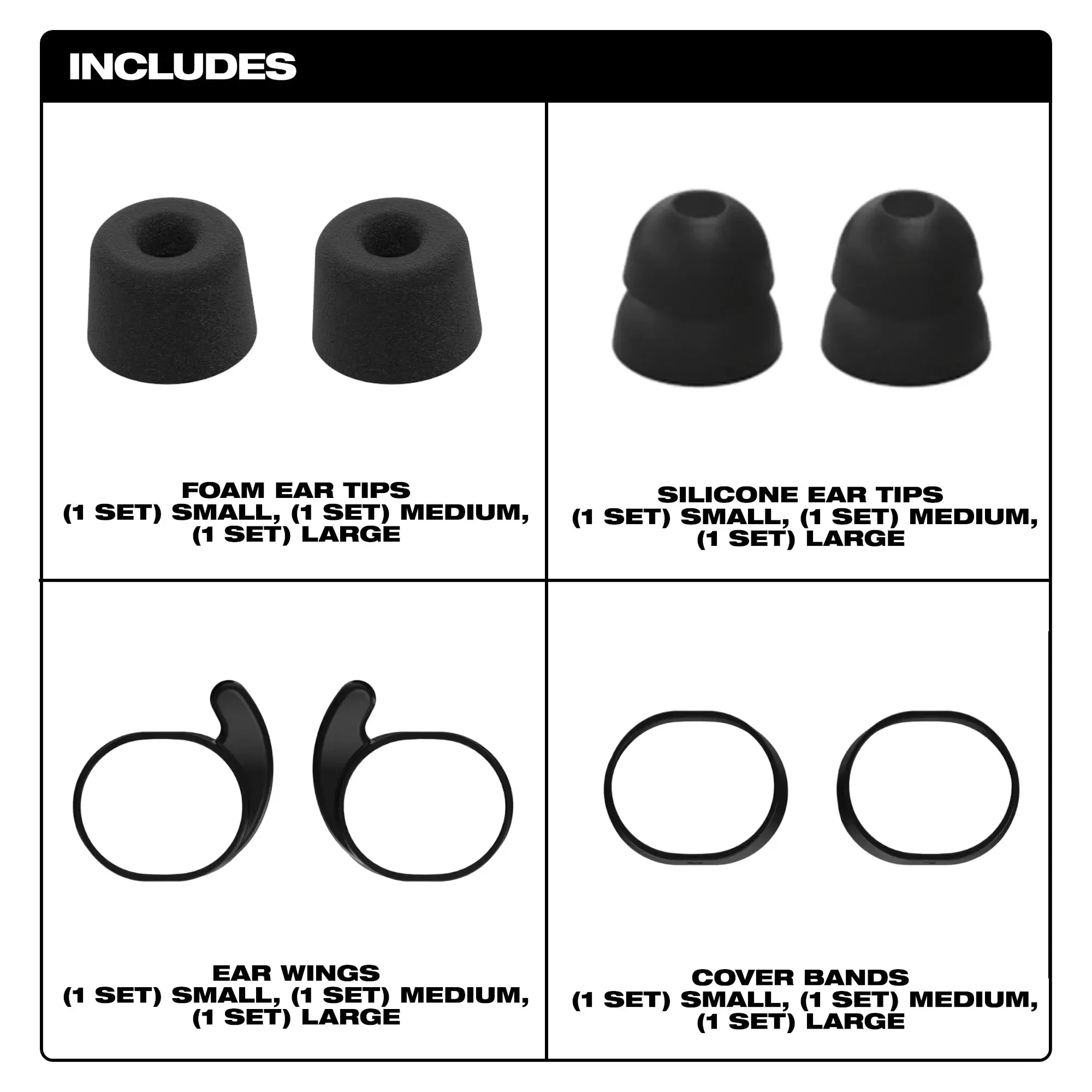 Earbud Tips - Milwaukee Jobsite Ear Buds Ear Tip Kits, 49-16-01