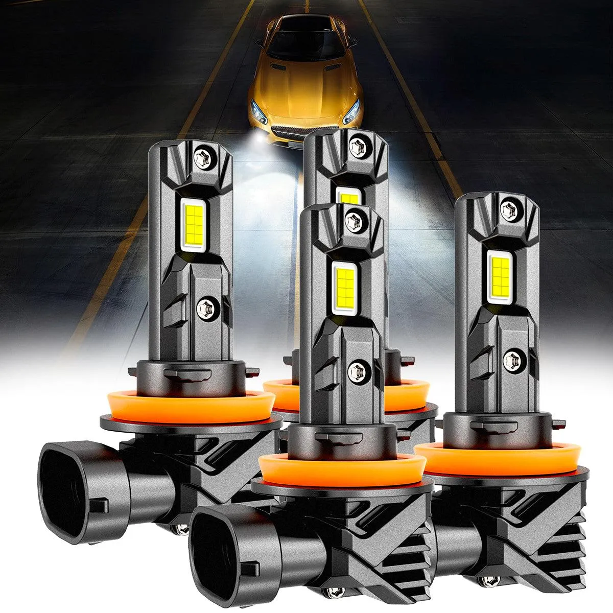 🆕H11 H11 LED Headlight Bulbs/Fog Lights Q15 Series Fanless & Wireless 60W 18000LM 6500K Cool White | 4 Bulbs