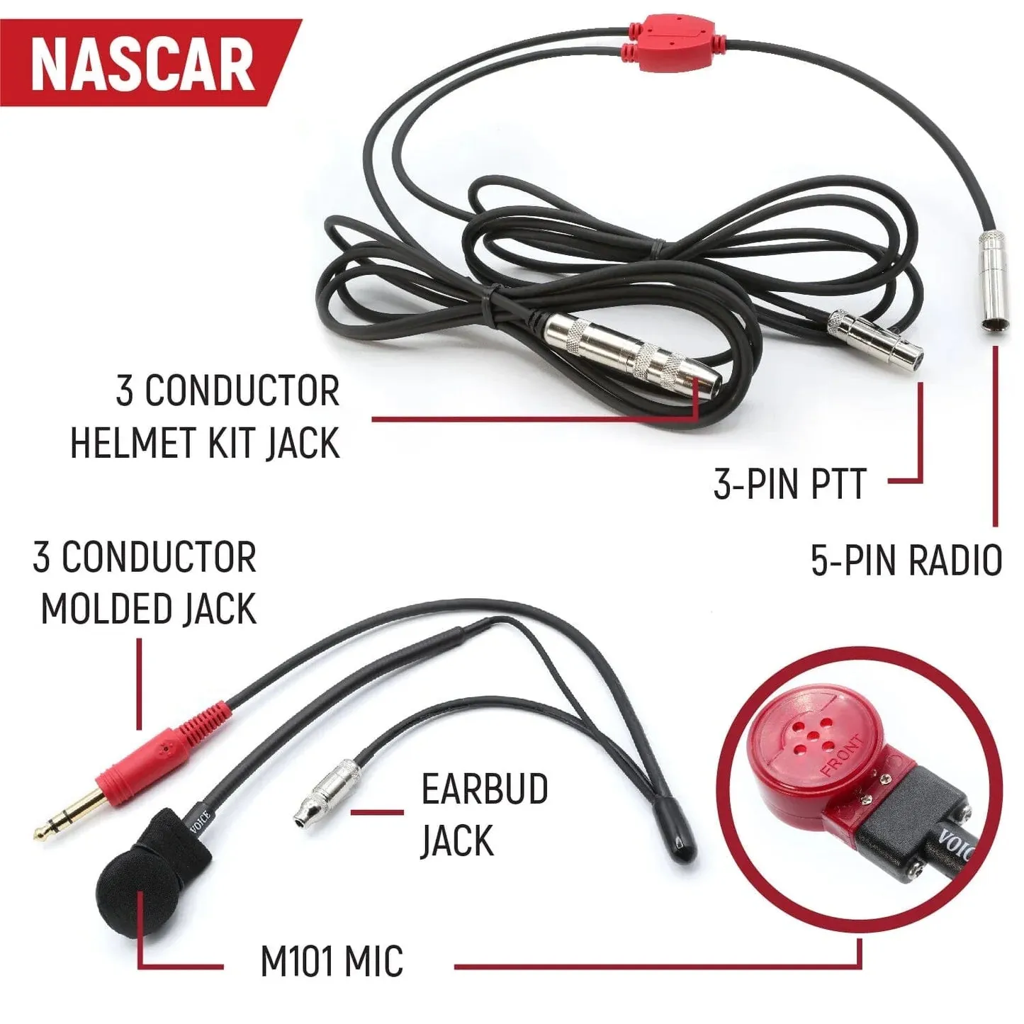 NASCAR 3C Driver Communication Kit for Rugged, Kenwood, Motorola Radios