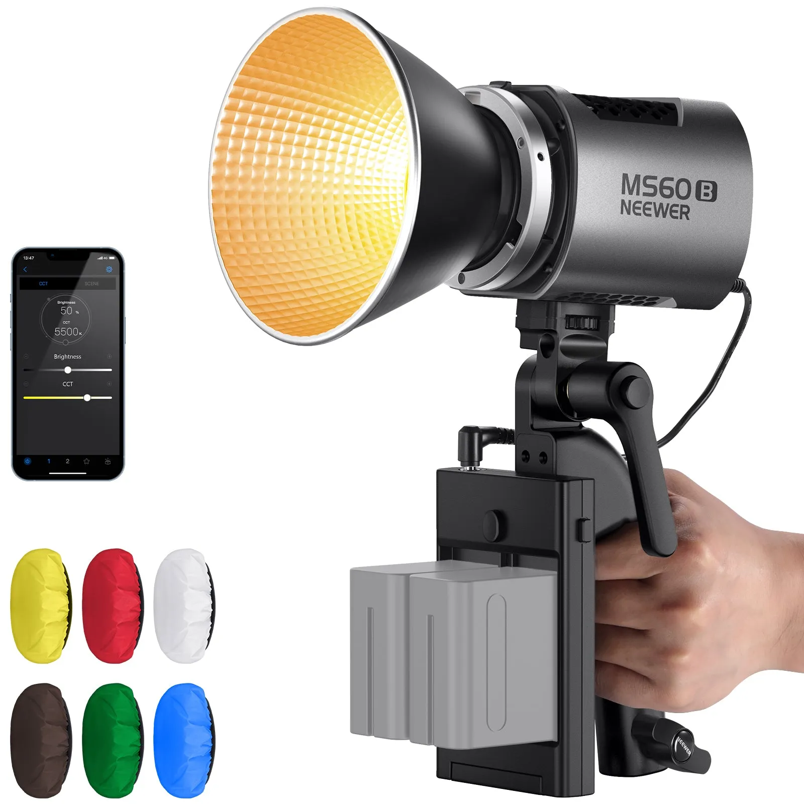 NEEWER MS60B Bi-color Portable LED Video Light Handheld Spotlight