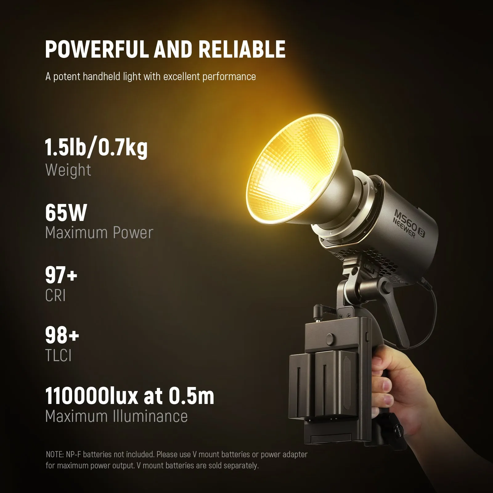 NEEWER MS60B Bi-color Portable LED Video Light Handheld Spotlight