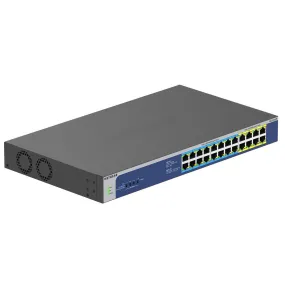 NETGEAR 24-Port Gigabit Ethernet Unmanaged PoE Switch (GS524UP) - with 8 x PoE  and 16 x PoE   @ 480W, Desktop/Rackmount, and ProSAFE Lifetime Protection