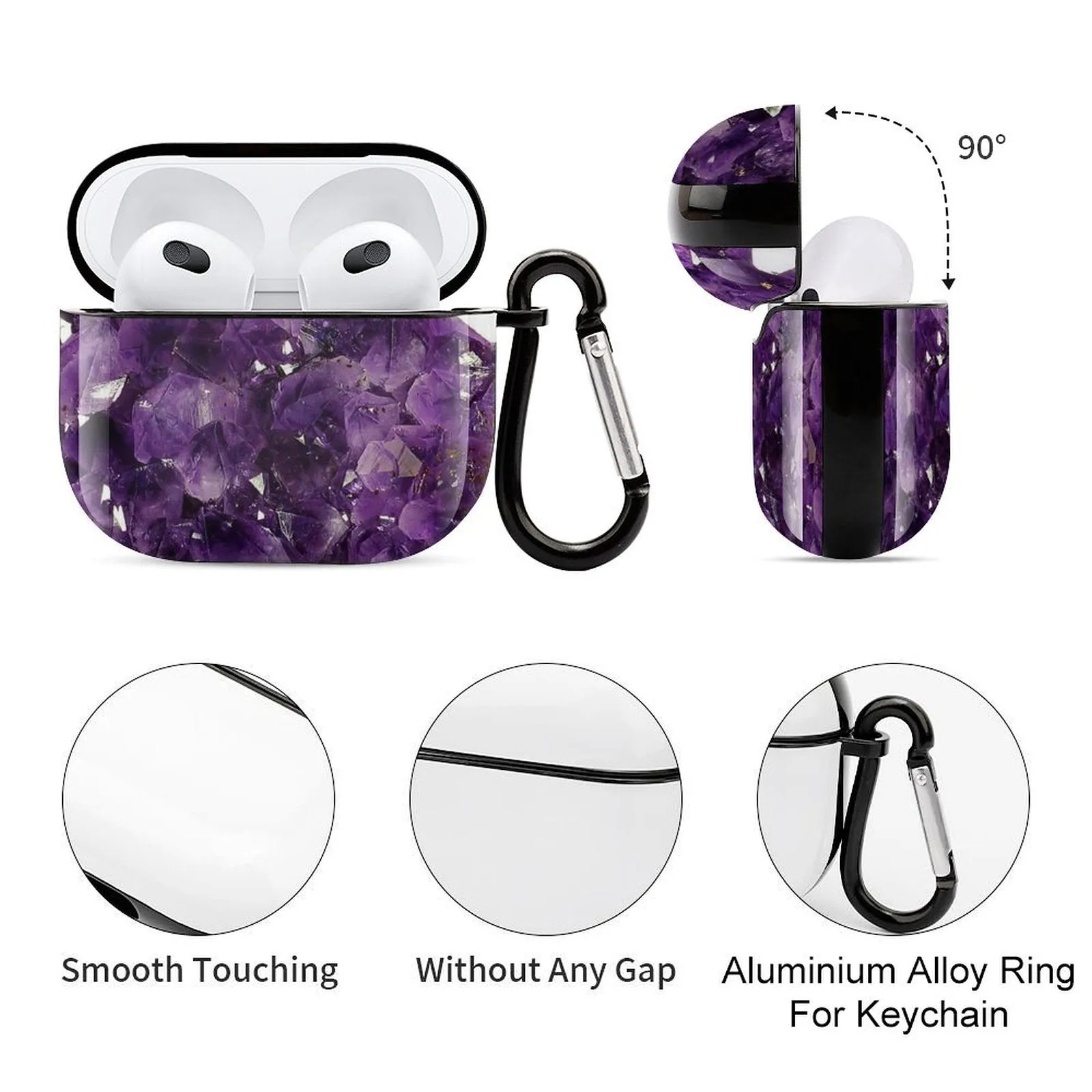 POD Upload Your Design Custom Personalized Purple Marble Bluetooth Earbuds Case Cover for Airpods 3