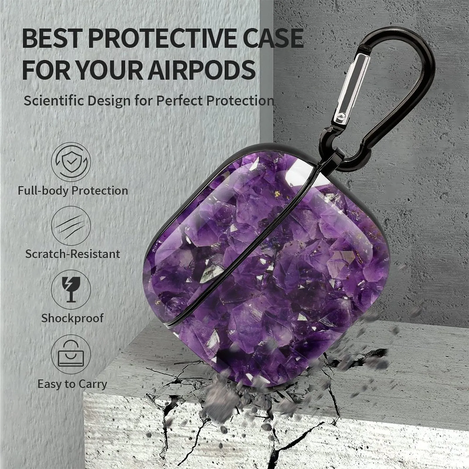 POD Upload Your Design Custom Personalized Purple Marble Bluetooth Earbuds Case Cover for Airpods 3