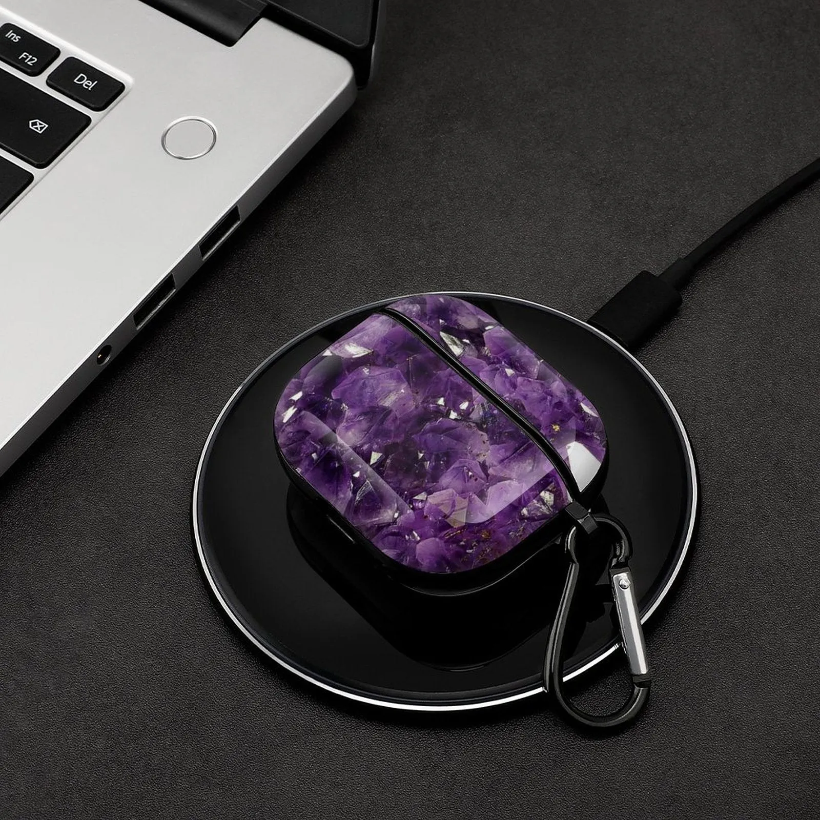 POD Upload Your Design Custom Personalized Purple Marble Bluetooth Earbuds Case Cover for Airpods 3