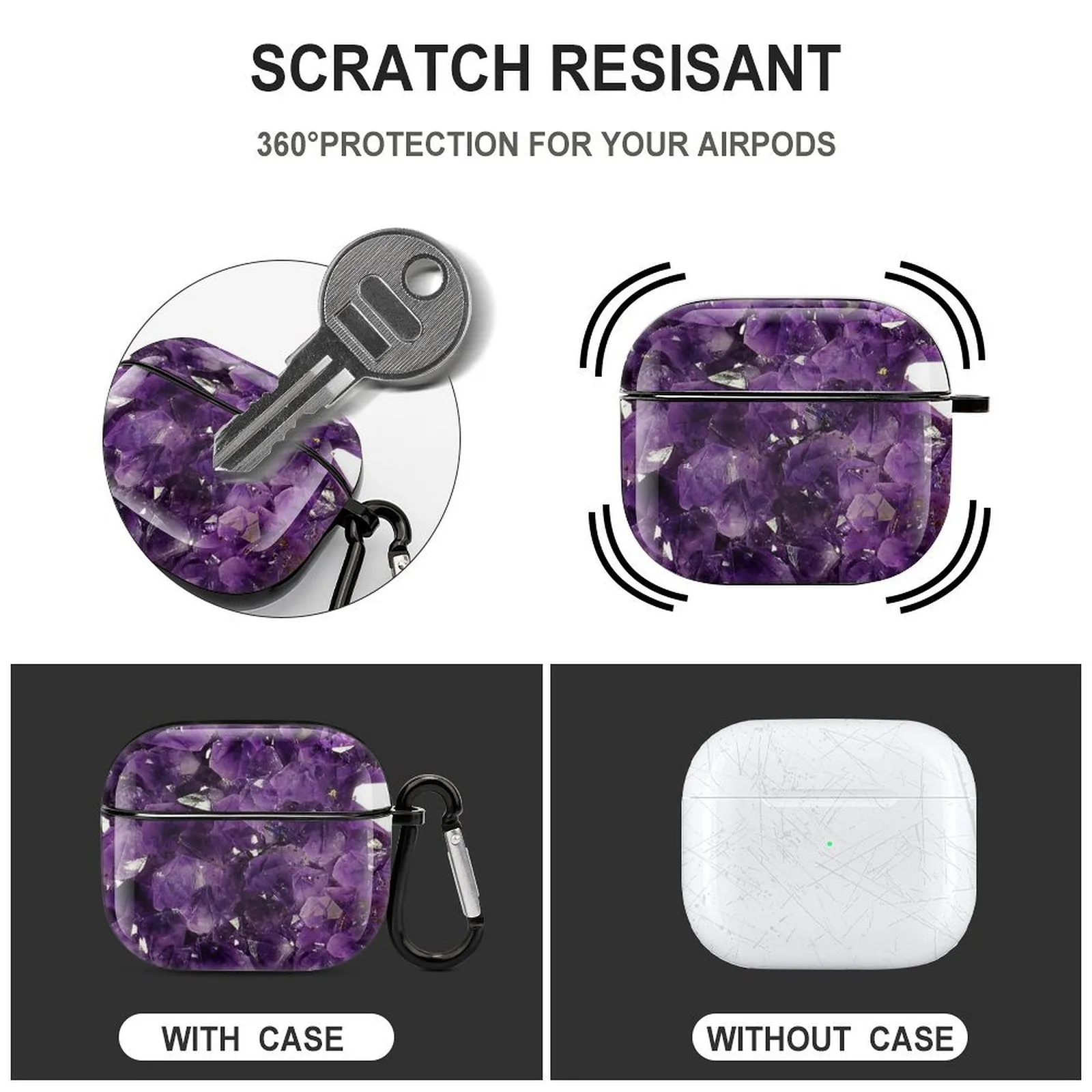 POD Upload Your Design Custom Personalized Purple Marble Bluetooth Earbuds Case Cover for Airpods 3