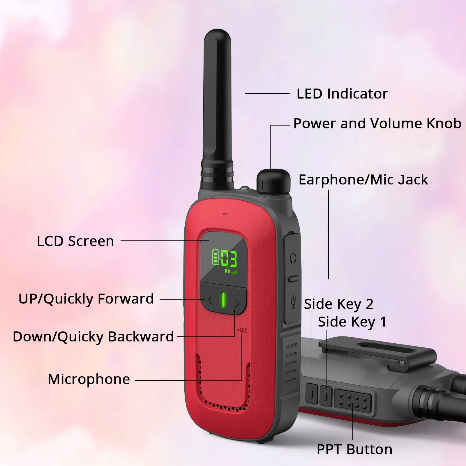 Radioddity FS-T3/PR-T3 [4 Packs]  | License-free | USB Charging | Flashlight | VOX