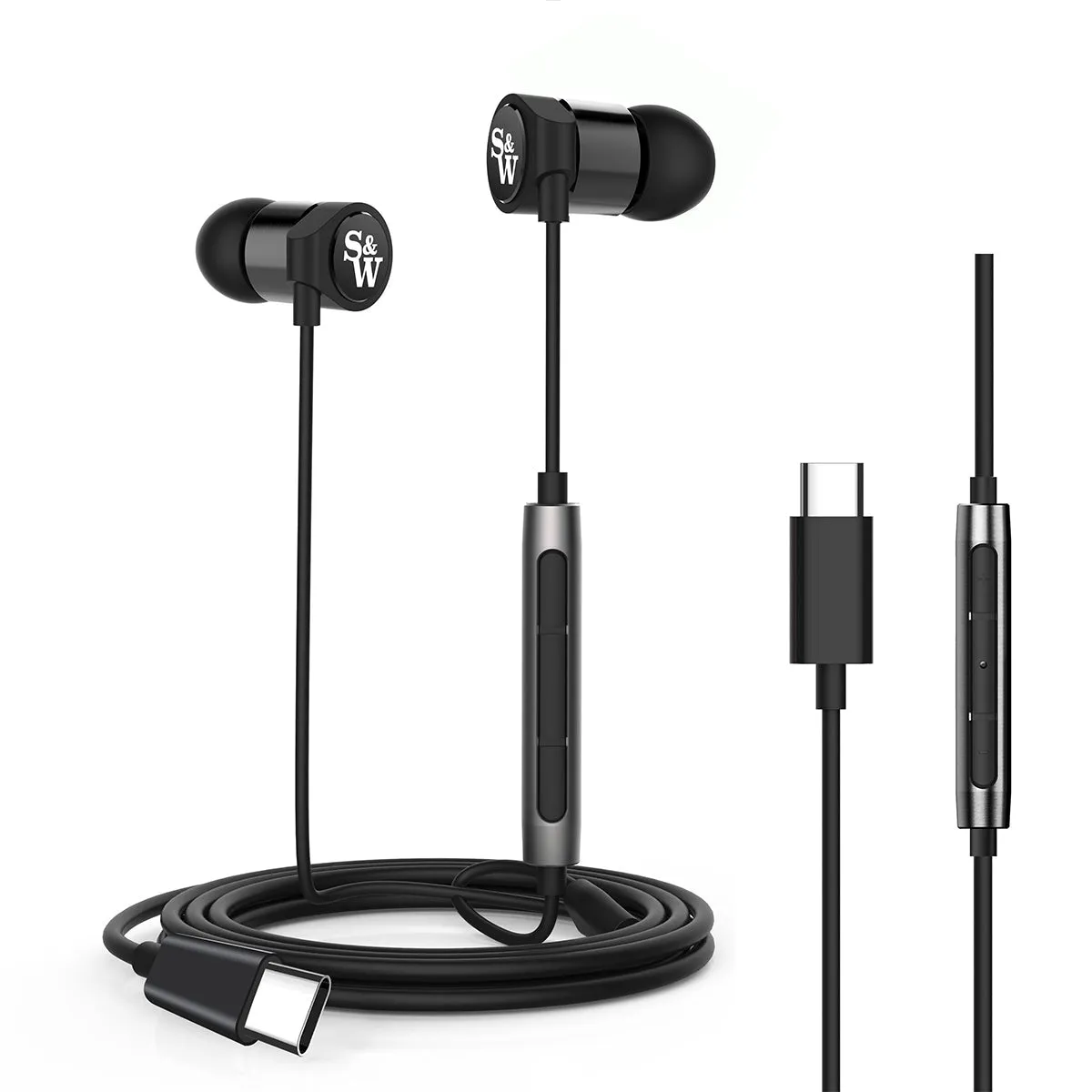 Strauss & Wagner EM8C Earbuds with USB-C Connection And Mic Remote (OPEN BOX)