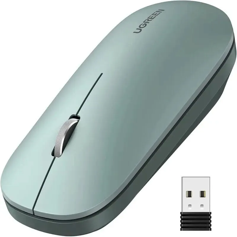 UGREEN 2.4G Silent Wireless Computer Optical Mouse With USB Receiver, 4000 DPI for PC, Laptop, Computer, Chromebook, MacBook - Green (90374)