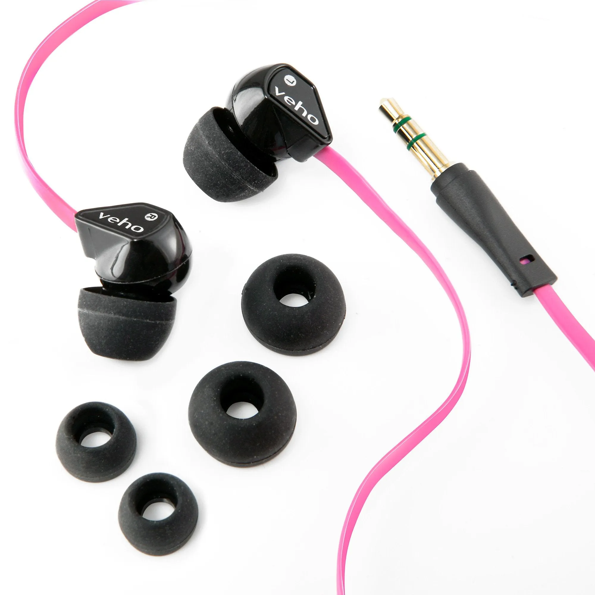 Veho 360 Z-1 Stereo Noise isolating Earphones with flex 'anti' tangle cord system - Pink