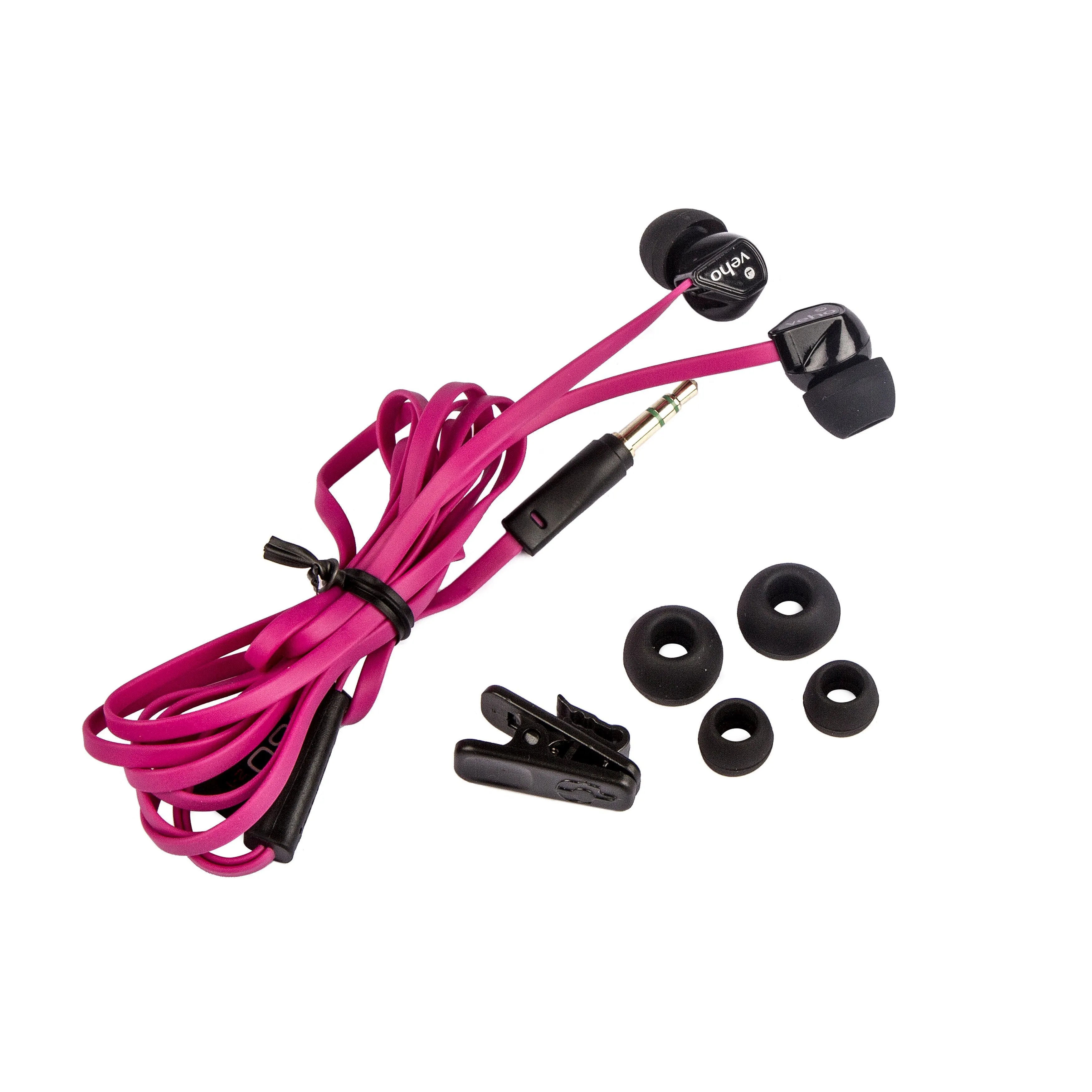 Veho 360 Z-1 Stereo Noise isolating Earphones with flex 'anti' tangle cord system - Pink