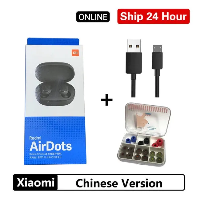 Xiaomi Redmi Airdots TWS Bluetooth 5.0  Earphone Stereo Wireless Active Noise Cancellation With Mic Handsfree Earbuds AI Control