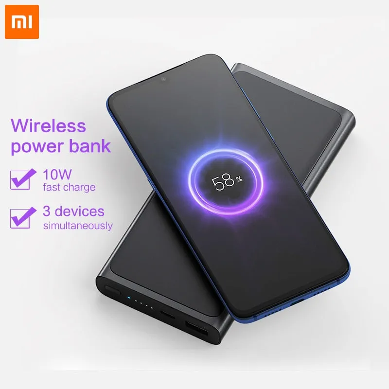 Xiaomi Wireless Power Bank 10000mAh Qi Fast Wireless Charger USB Type C Mi Powerbank PLM11ZM Portable Charging Power bank